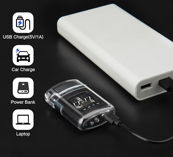 endendedor electrico, linterna, cargador usb